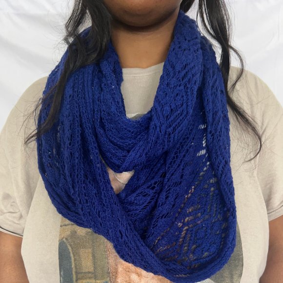 Blue Knitted Infinity Scarf - Picture 2 of 4
